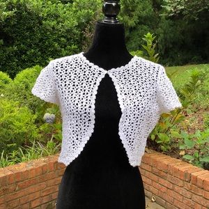 White crochet shrug